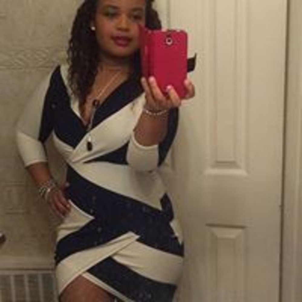 fab'rik Navy and White Wrap Stripe Long Sleeve Dress